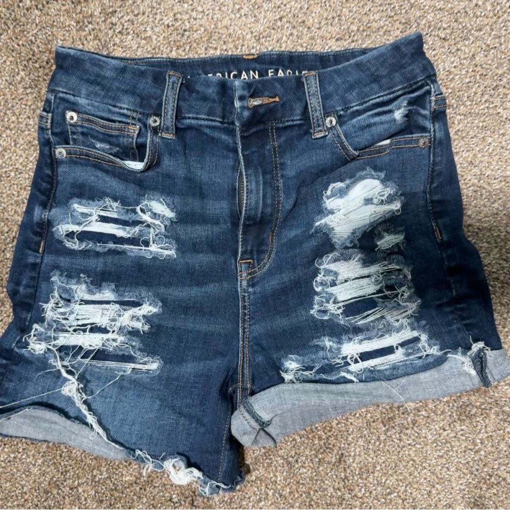 American Eagle Outfitters Distressed Next Level Stretch High Waist Shorts